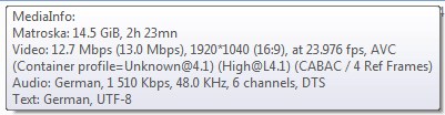 Beispiel-Bild eines Tooltips für eine MKV-Datei Tooltip MKV